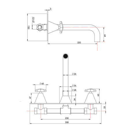 Flag & Star design wall faucet 950.4807.xx.xx