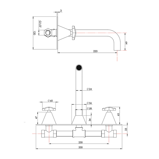 Flag & Star design wall faucet 950.4807.xx.xx