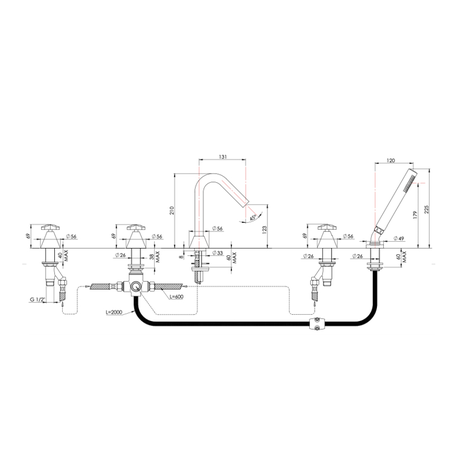 bath mixer for bathtub deck mounting 950.4814.xx.xx