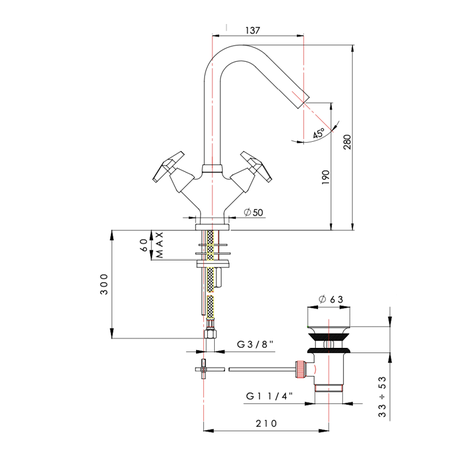 Design mengkraan voor lavabo 950.4836.xx.xx