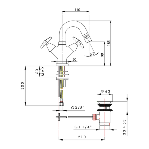 Bidet mixer for the contemporary bathroom