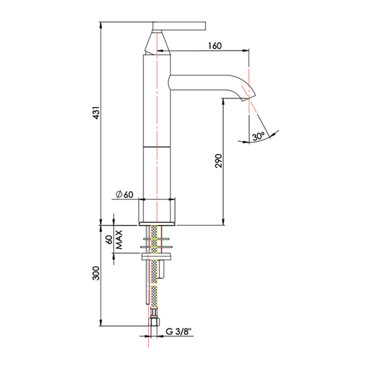 Design high level faucet 950.4872.xx.xx