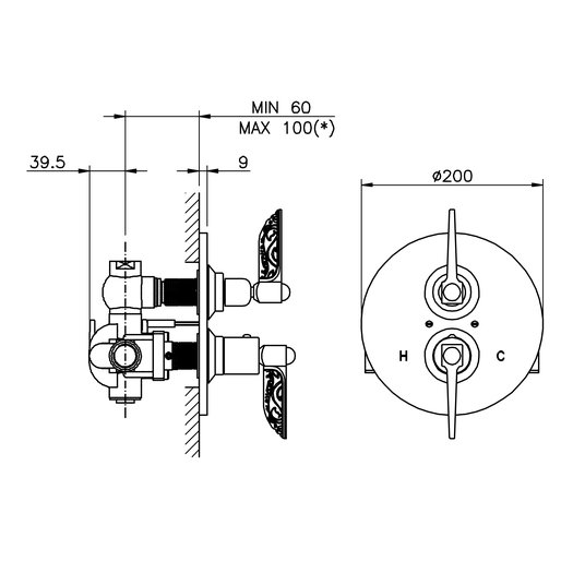 Robinet de douche encastré thermostatique exclusif