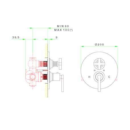 Pantheon thermostatic shower ensemble 950.4909.C2.xx