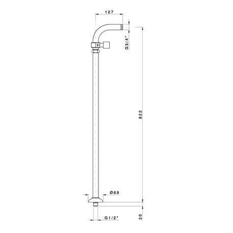 Floor mounted standpipe kit for bathtub mixer with ajustable handshower bracket