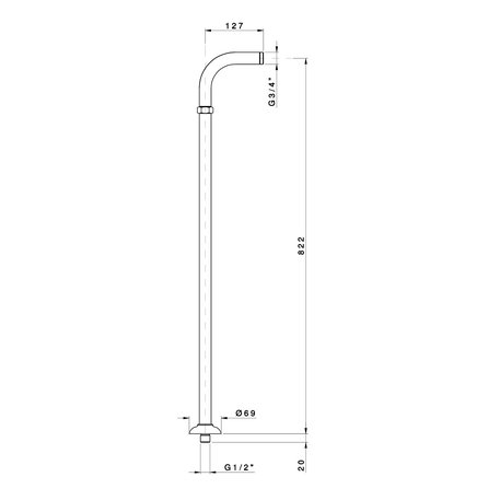 Floor mounted standpipe kit for bath & shower mixer in retro style