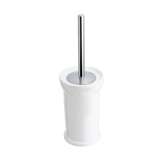 Freestanding toilet brush holder in white or black porcelain