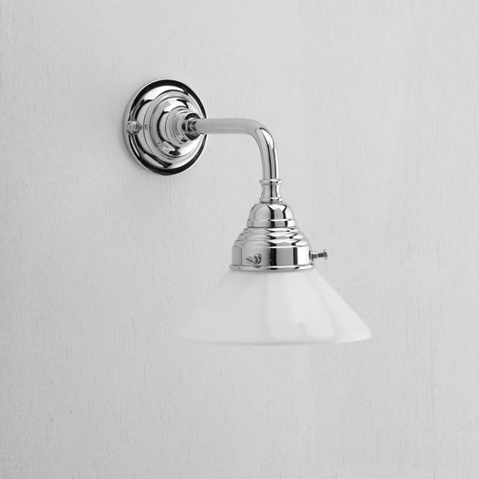 Retro wall lamp with white glass shade