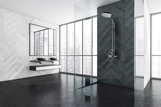 Design shower ensemble in industrial style