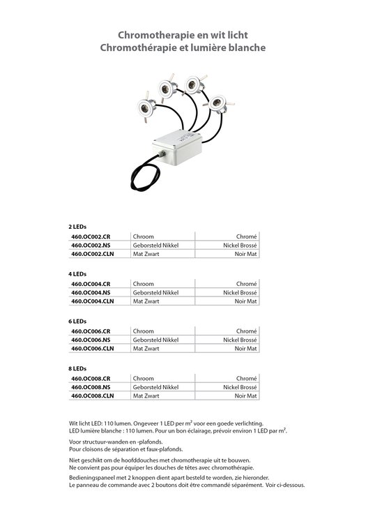 Chromotherapy and white light kit references