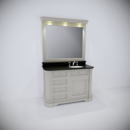 Elysée bathroom furniture of 127 cm with mirror and washbasin on the right side