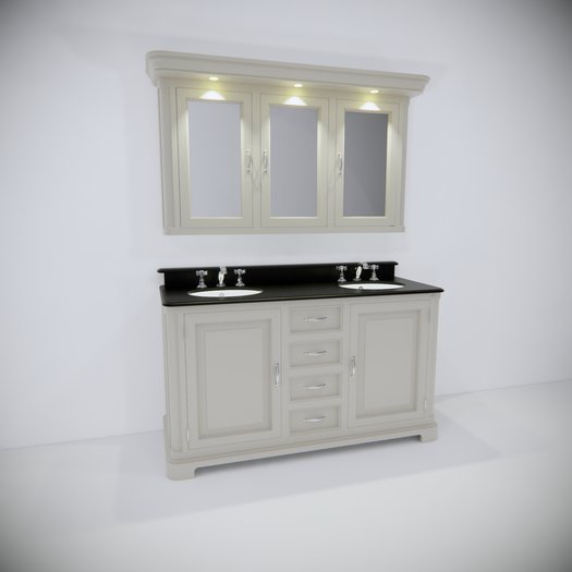 Regent 155 with 2 washbasins and a mirror cabinet in retro style