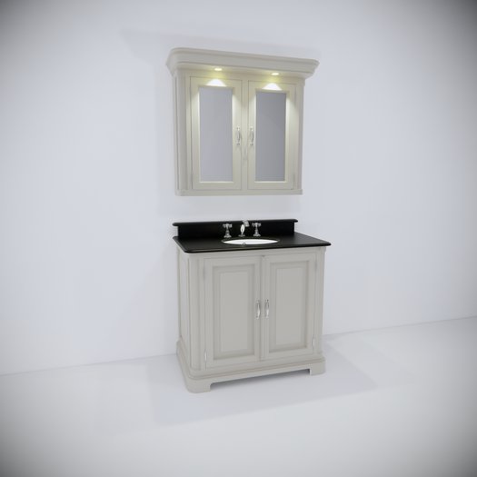 Vintage bathroom furniture with retro mirror cabinet