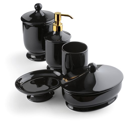 Classic freestanding accessories in black porcelain