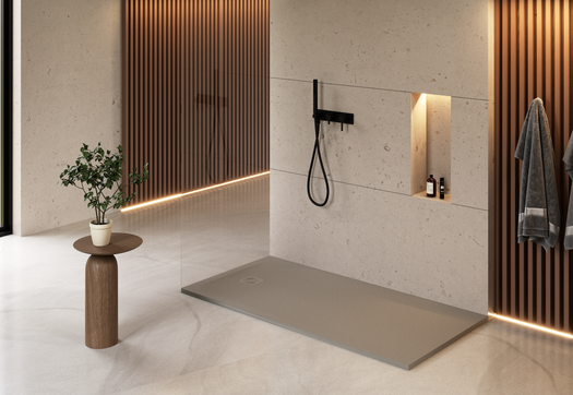 Receveur de douche design antidérapant avec texture béton