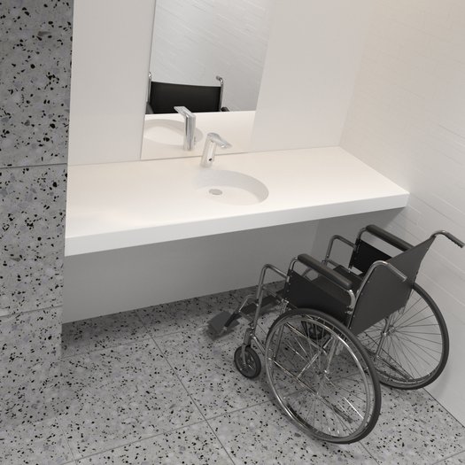 Plan vasque en Solid Surface adaptée aux personnes à mobilité réduite
