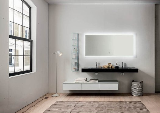 Miroir LED design dans une salle de bain tendance