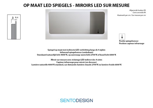 Informatie op maat LED spiegel 115.TLRD1