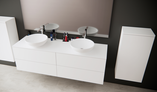 Voorbeeld van design badkamer met trendy Solid Surface lavabo