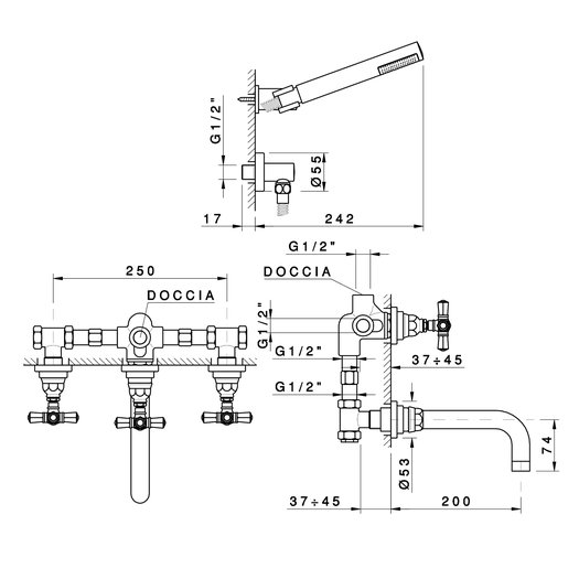 Ensemble duplex bain douche Agora 950.2303.xx.xx