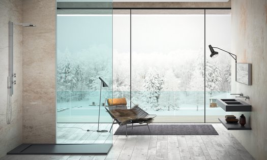 Receveur de douche Andromeda dans une salle de bains contemporaine