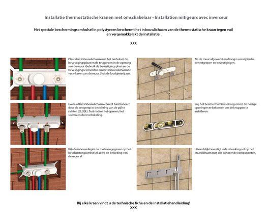 Installation mitigeur thermostatique avec inverseur Carimali