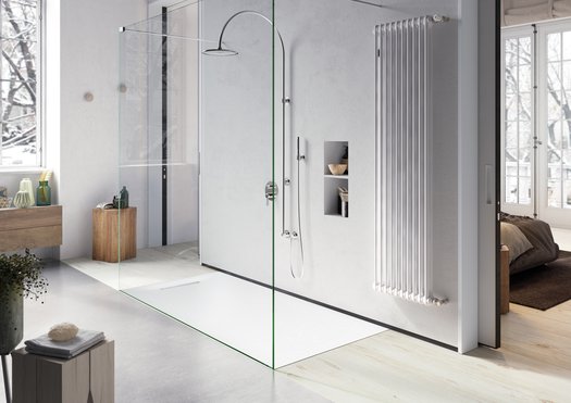 LinearDrain in het wit in design badkamer
