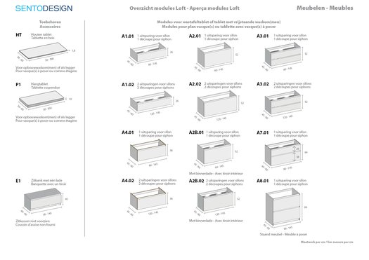 Overzicht Loft badkamermeubelen