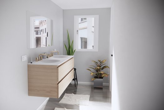 Voorbeeld van kleine badkamer met Loft meubel en Pure White wastafeltablet