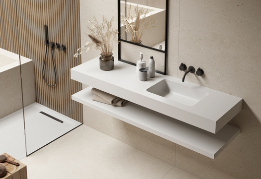 Tablette de lavabo puzzle avec lavabo rectangulaire