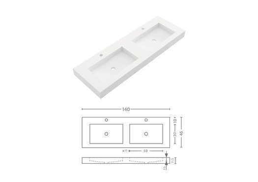 Plan vasques Ulises 2 vasques techniques