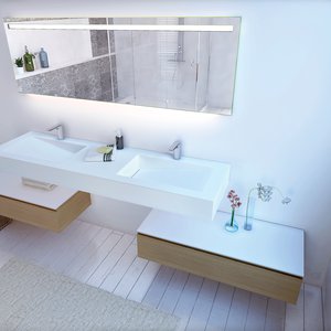 Plans vasques Pure White avec armoires de rangement Loft