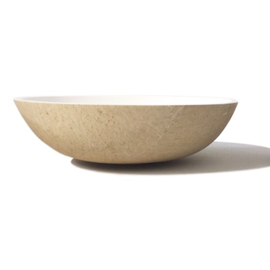 Vasque à poser wok avec décor marbre Travertino bèige