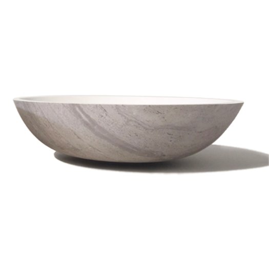 Vasque à poser wok avec décor marbre Travertino gris