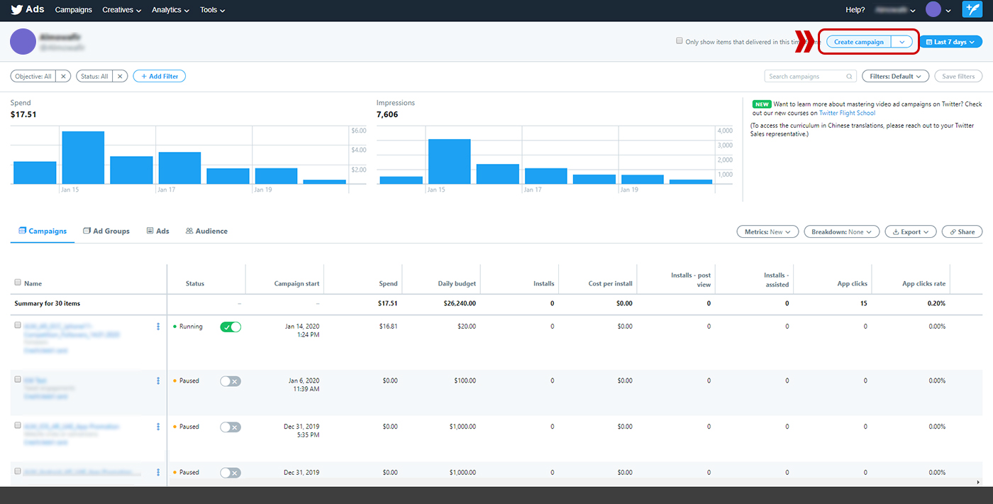 Twitter Ads - Create Twitter campaign