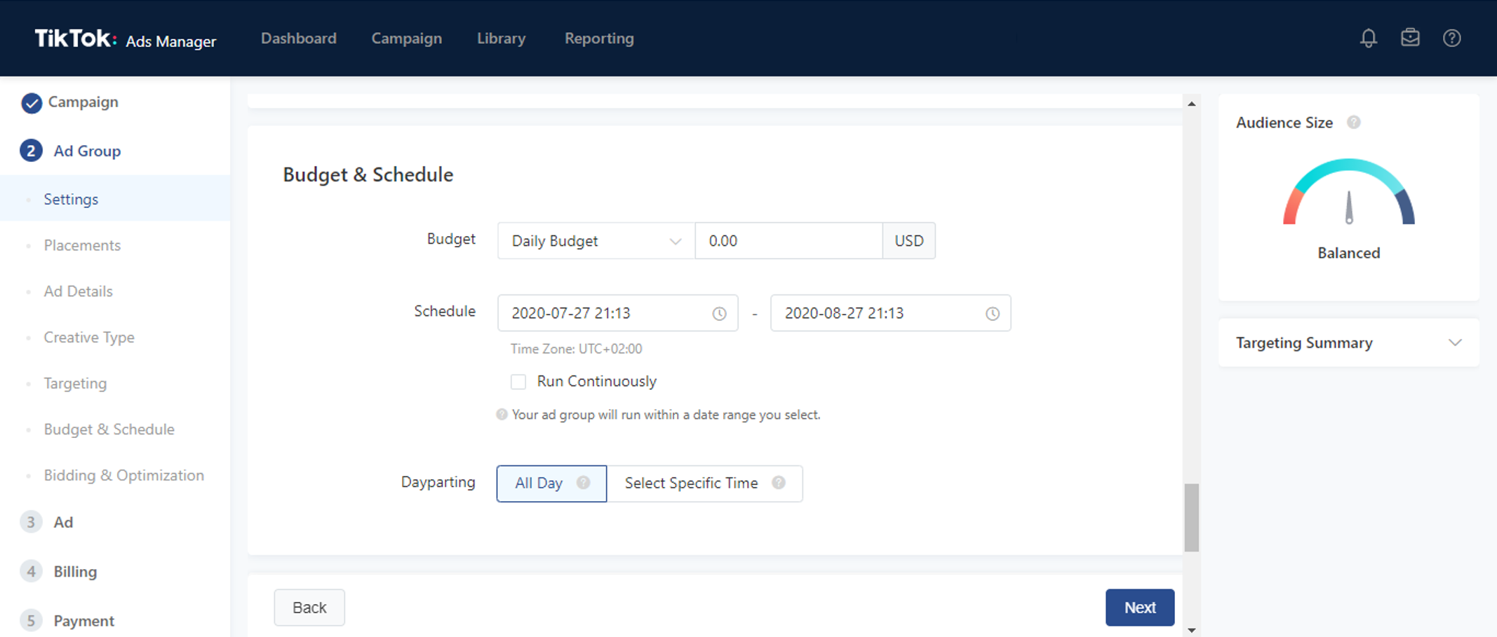 How to Schedule the budget and the ad group in TikTok Camaigns