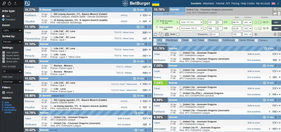 Sports betting in the USA with BetBurger