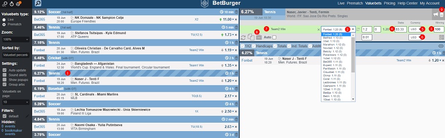 Value bets software