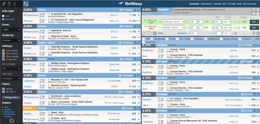 Choosing surebets