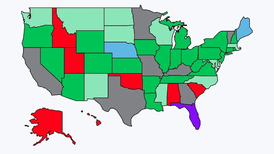 USA betting map