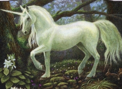 the unicorn rests in a garden preview