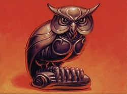 Ebony owl netsuke