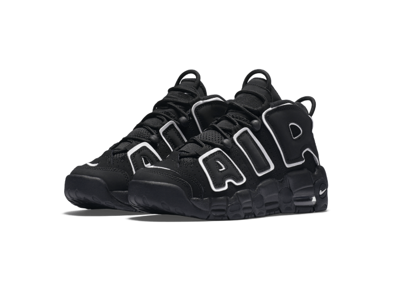 uptempo nike black and white