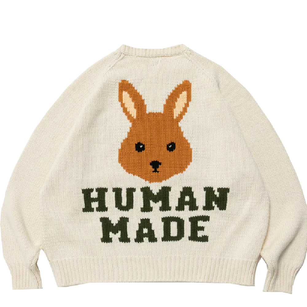 BEAR RAGLAN KNIT SWEATER human made 白-