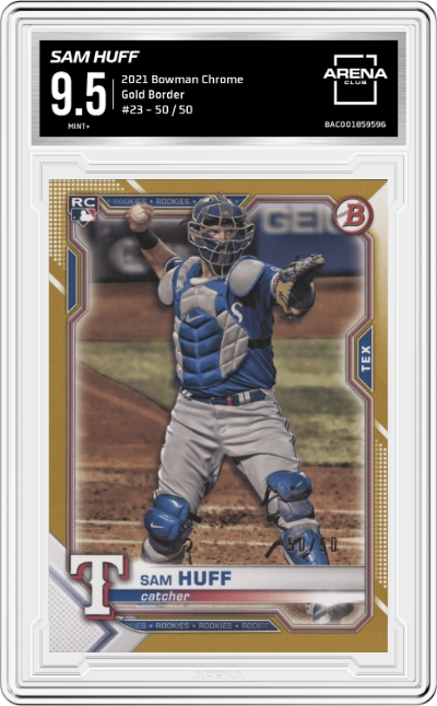 2021 Bowman Chrome Sam Huff Border Gold ARENA CLUB 9.5