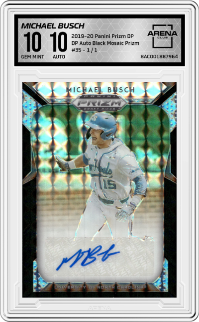 2019 Panini Prizm Draft Picks DP Auto Michael Busch Black Mosaic Prizm ARENA CLUB 10