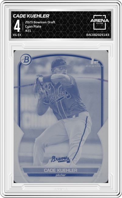 2023 Bowman Draft Cade Kuehler Cyan Plate ARENA CLUB 4
