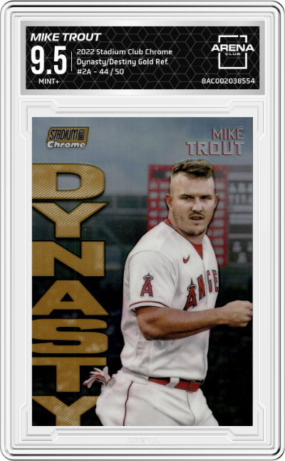 2022 Stadium Club Chrome Dynasty/Destiny Mike Trout Gold Refractor #2A ARENA CLUB 9.5