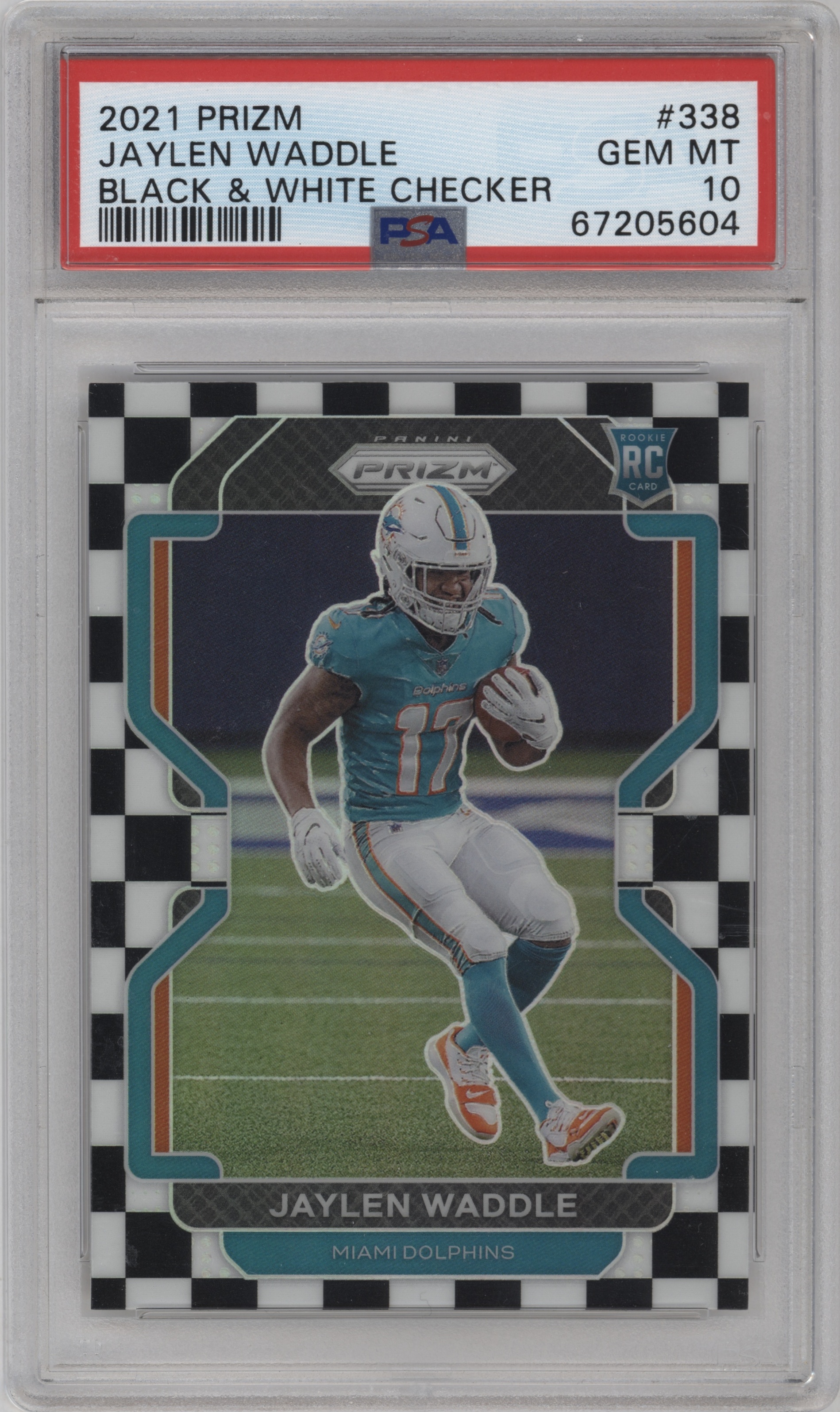 2021 Panini Prizm Jaylen Waddle Black & White Checker PSA 10