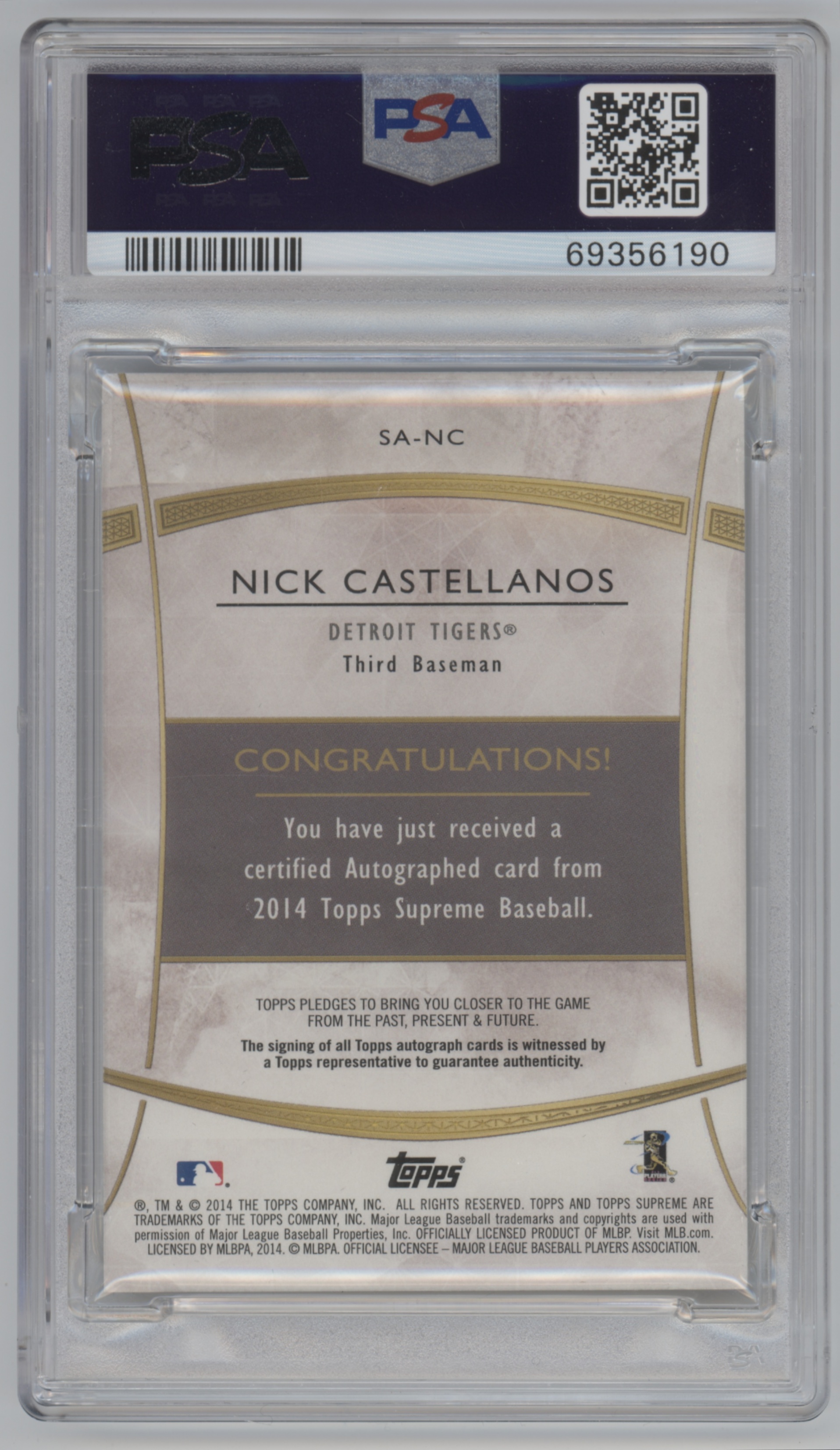 Nick Castellanos Signed Jersey (PSA)